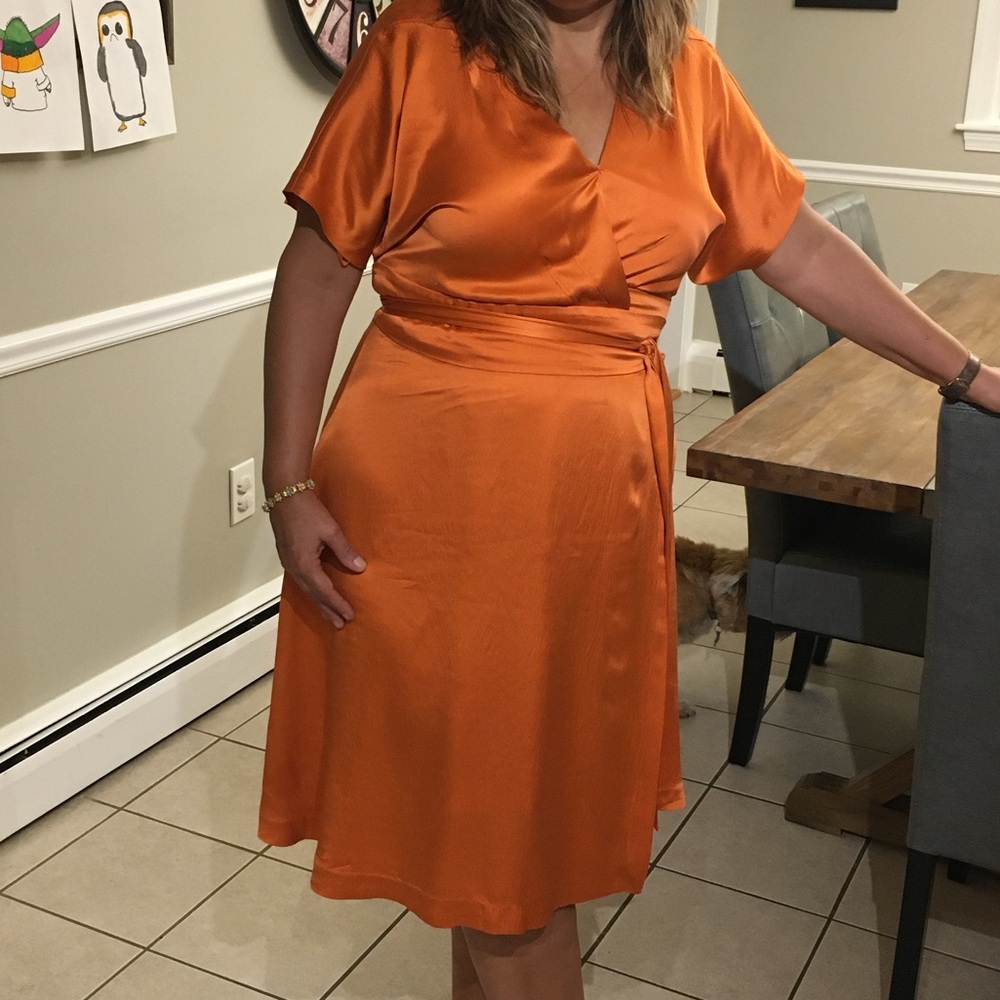 Banana Republic Orange Silk Wrap Dress